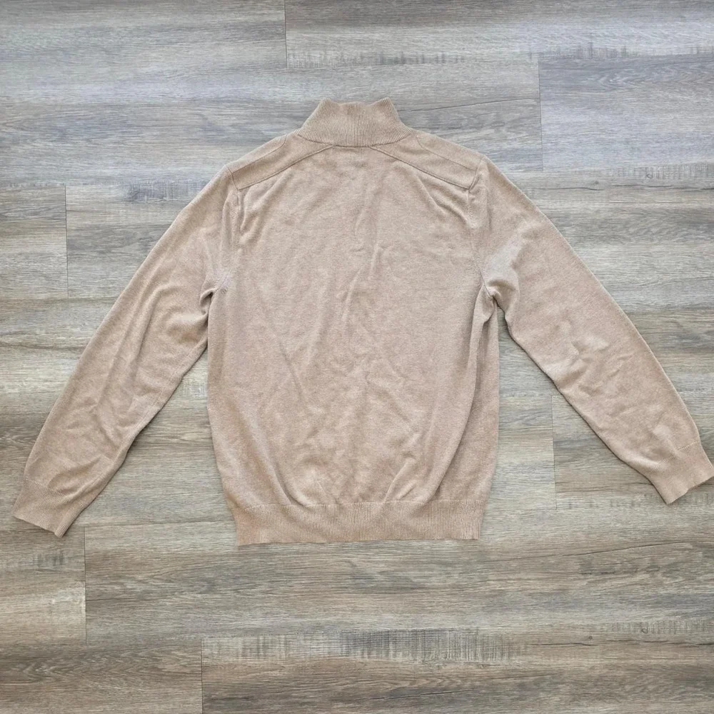 Banana Republic Mens Tan Quarter Zip Cotton Knit Pullover Sweater Medium
